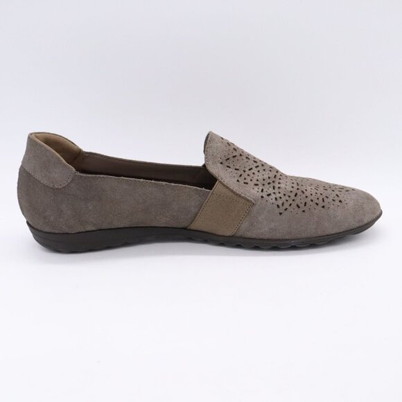 Sesto Meucci Womens Sz 10 Gray Taupe Slip On Suede Shoes Beale Made in Italy - Picture 8 of 11